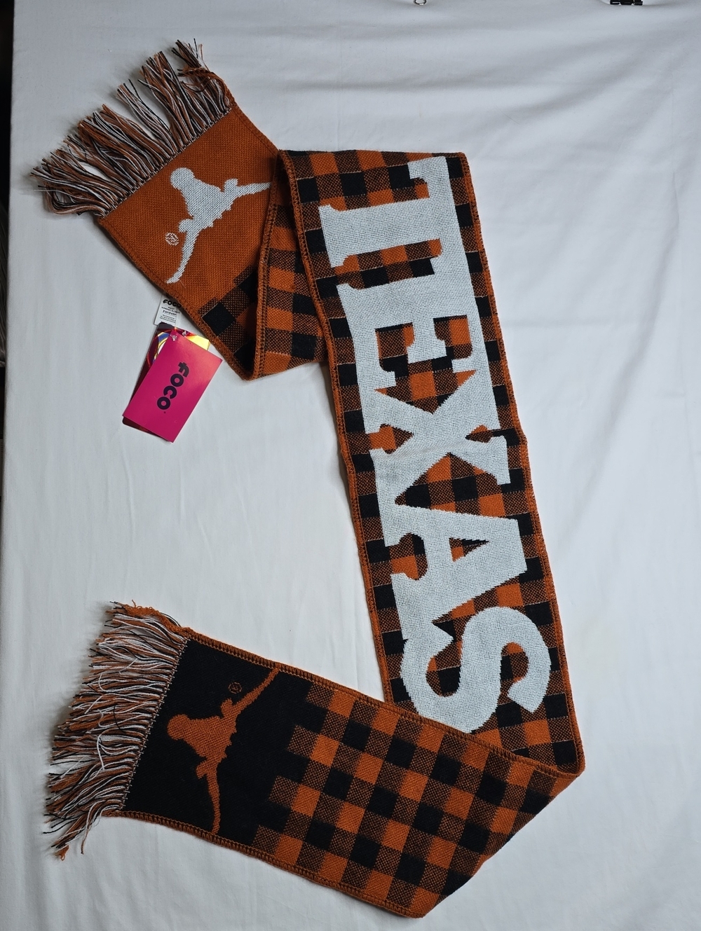FOCO Texas Longhorns Orange & Black Buffalo Plaid Scarf Collegiate Football